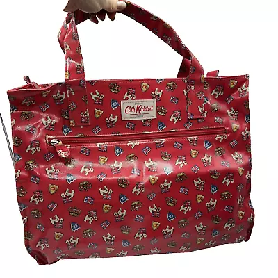 Cath Kidston London Crown Dog Flag  Zipped Shopper Tote Bag Red • £24