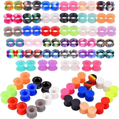 14-100Pcs Silicone Tunnels Plugs-Double Flared Ear Gauges Plugs-Earlets 2g-20MM • $24.89