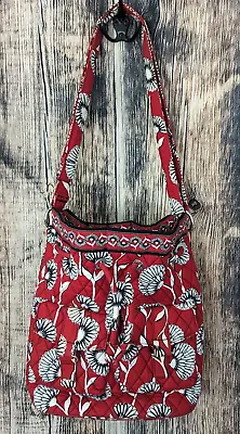 Vera Bradley Deco Daisy Hobo Bucket Shoulder Bag Red Floral Quilted • $34.99