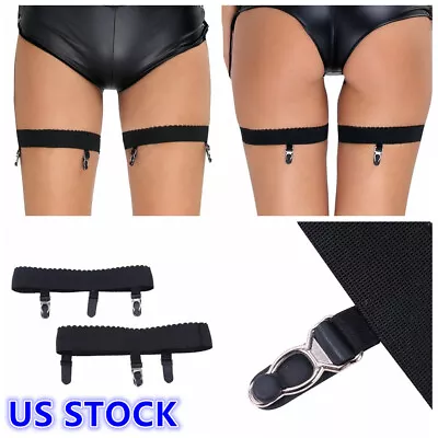 US 1 Pair Women's Garters Belt Leg Suspender Thigh-High Antiskid Fastener Clips • $8.45