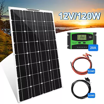 120W Solar Panel Kit 20A 12/24V Charging Contraller For Boat RV Camper Trailer • $69.97