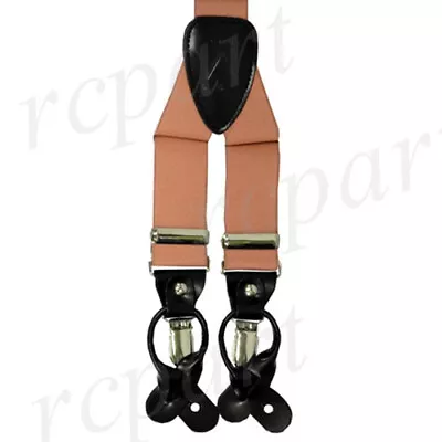 New Y Back Men's Suspender Peach Convertible Elastic Braces Clips Buttons Casual • $22.95
