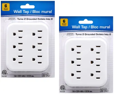 Electrical Adapter 2 Pack Power Splitter 6 Way Plug Power Outlet Brick Wall Tap • $14.89