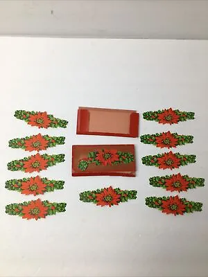 VINTAGE Box 11 Dennison's Christmas Gift Dressing Tags Poinsettia Floral Rare • $45