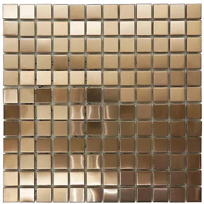 £2.90 • Buy Mosaic Tiles Sheet Brushed Bronze Metal Squares For Walls Floors Baths Kitchen