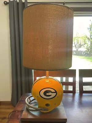 Vintage GREEN BAY PACKERS FS Football Helmet Lamp 1970's 2-Bar TK Style Works • $195