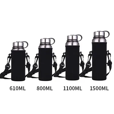 Neoprene Water Bottle Carrier Insulated Cover Bag Holder Strap Travel 610-1500ml • £4.74