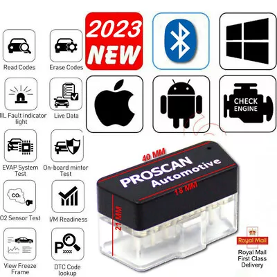 ICAR PRO SCAN Bluetooth 4.0 ELM 327 OBD2 Car Diagnostic Scanner For Android IOs • £12.95