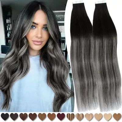 Invisible Tape In Extensions Tape Remy Human Hair Seamless Skin Weft Balayage • $35.25