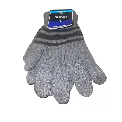 Mens Winter Knit Gloves Warm  Soft Pair Of Gloves  Stretch Full Finger On Size • $5.99