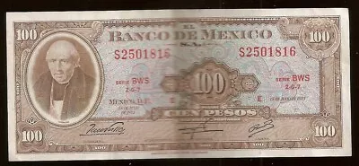 1973 $100 Mexican Pesos Money Bill From Mexico Billete De Dinero De 100 Banknote • $2