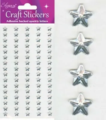£2.49 • Buy Diamante Gem Rhinestone ⭐ STARS ⭐ 8mm Wide X Sheet Of 80 Craft Stickers 