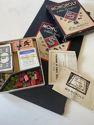Vintage Monopoly Game Black Box Single Patent W Board Metal & Wood Pieces • $63.75