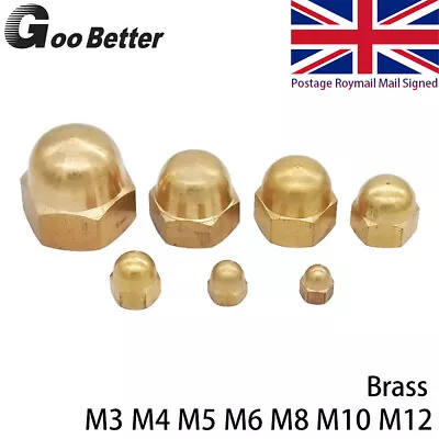 Domed Hex Nuts Brass Metric M3 M4 M5 M6 M8 M10 M12 For Screws Bolts Hexagon UK • £0.99