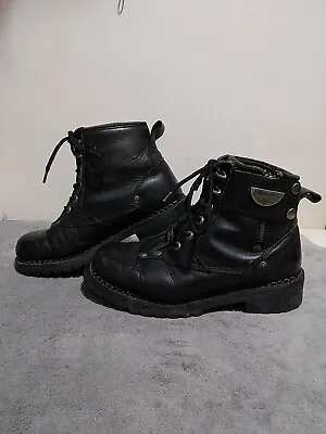 Milwaukee Black Leather Zipper / Snap Motorcycle Boots Men's Size 6.5 EE MB445 • $34.99