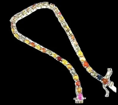 ❤️new In Box Jtv Sterling Silver  Genuine Multi Gemstones Tennis Bracelet 7” Wow • $63.75