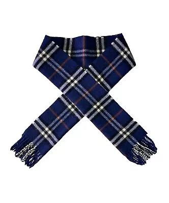 Vintage BURBERRY Lambswool Blue Archive Check Scarf • $55