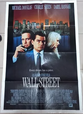 Original Large Poster Movie Wall Street By Oliver Stone 1987 Charlie Sheen • £34.05