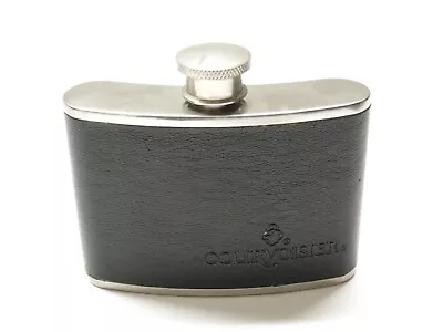 Hip Flask 4 Ounce Courvoisier Stainless Steel Black Leather [Mini Emergency] • $13.98