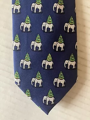 Larchmont Yacht Club Men's Necktie Tie Silk Satin Elephant Christmas Tree 58  • $14.95
