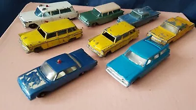 8x Vintage Matchbox U.s.a Road Cars Ford Chevy Imp Studebaker Etc Unboxed • £9.99