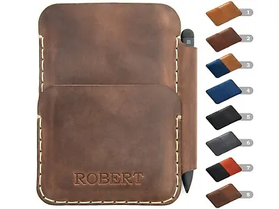 Hand Stitched Leather Case For Microsoft Surface Duo 2 Pen Holder Card Pocket • $62.97
