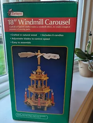 Vintage Joybrite 18  Wooden Windmill Carousel Christmas Nativity Spinner In Box • $54.95