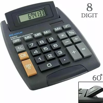 1pc Jumbo Calculator 8 Digits Large Buttons School Office Desk Tilt Pop Up Solar • £4.29