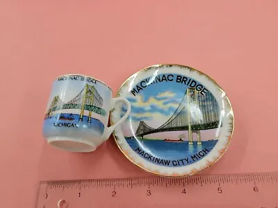 Michigan Mackinac Bridge Mackinaw City Cup With Saucer • $7.95