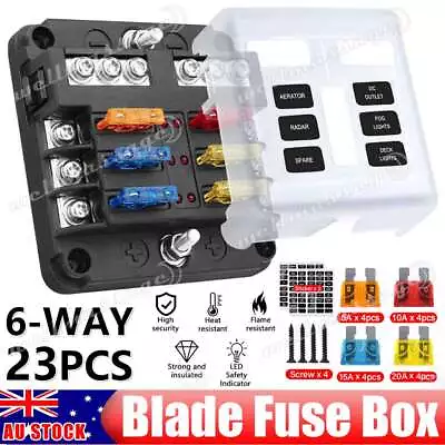 6 Way Blade Fuse Block Box Holder LED Light 12V 32V Circuit Caravan Marine Car • $15.99