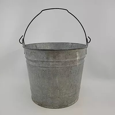 Vintage Galvanized Metal #12 Bucket Pail Farmhouse Bail Handle • $19.95