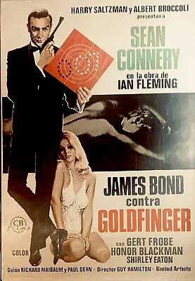 Vintage Classic Film Movie Cinema James Bond 007 Goldfinger Sean Connery Poster • £150