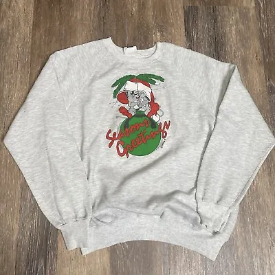 Vintage 80s Christmas Sweater Mouse Seasons Greetings Crewneck Size 2XL Pullover • $25