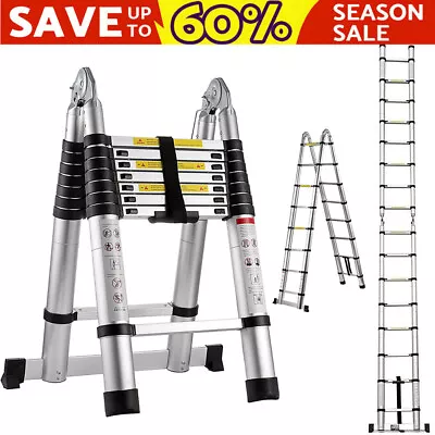 16.5FT Tall Telescoping Ladder Extension Collapsible Ladders Aluminum A-Frame  • $117.40