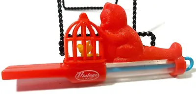 Vintage Plastic Cat &  Canary Birdcage Penny Novelty Whistle Flute • $25