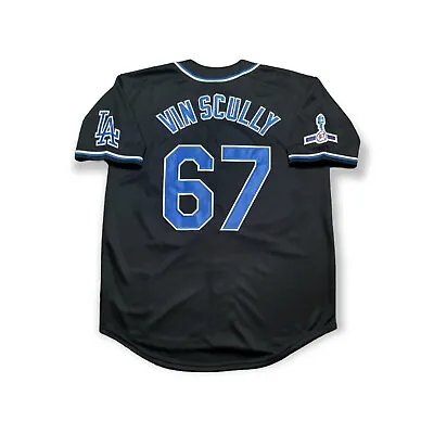 Vince Scully Los Angeles Dodgers Jersey Black  VIN & 1950-2016 Sleeve Patch NEW • $83.97