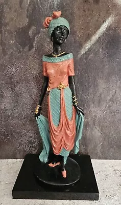 Vintage African Lady Women Ornament Tribal Sculpture Statue. Hand Painted. 40cm • $99