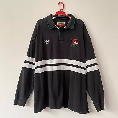 England Cotton Traders Rugby Shirt Dark Blue Black - Size 3XL  XXXL  No.1  Y2K • £34.99