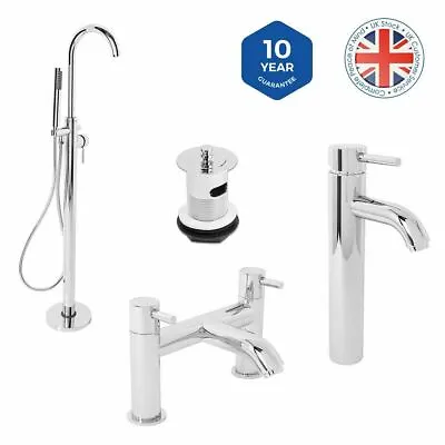 Modern Bathroom Tap Round Basin Bath Filler Shower Mixer Chrome Sink Nairn • £37.97