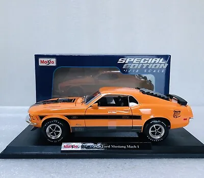 1/18 Maisto 1970 Ford Mustang Mach 1 Orange Diecast Special Edition  • $29.95