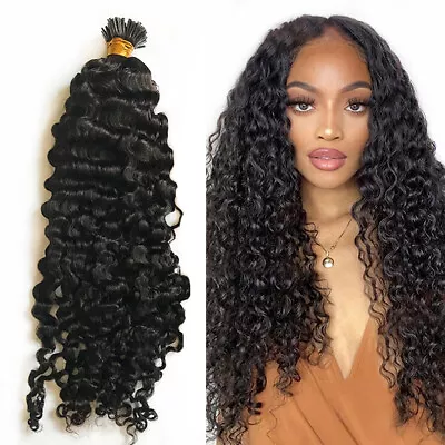 I Nail Tip In Human Hair Extensions Sassy Curly Peruvian Remy Hair I Nail Tips • $75.44