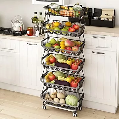 6 Tier Fruit Vegetable Basket For Kitchen Storage Cart Bins For Onions And Potat • $66.77