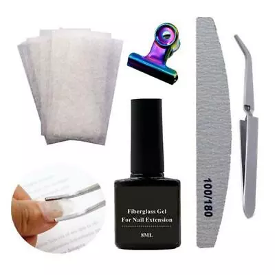 Nail Repair Gel Non-Woven Silk Fiberglass Nail Art Gel Tips Extension Fiber Kit • £6.85