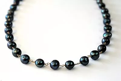 DANA KATHRYN 10mm Black Green Blue Tahitian Baroque Pearl Sterling Necklace 27  • $296