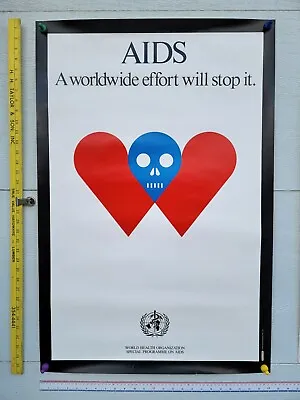 1987 AIDS Movement Poster:  A Worldwide Effort Will Stop It  WHO & Milton Glaser • $3600
