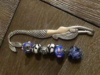 Charmed Mermaid Bookmark With Murano Glass Beads & Handmade Charm • $10