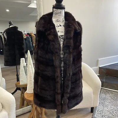 Dark Mahogany Mink Natural Fur Vest Reversible SzM/L • $399.99