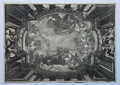 Antique Early 18th Century Daniel Marot Architectural Etching Ceiling Design • $50