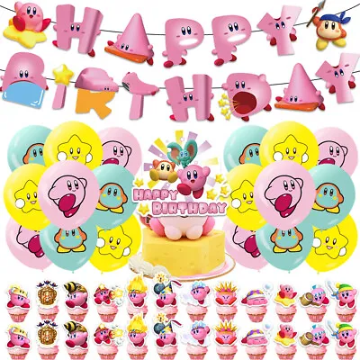 Kirby Star-Themed Birthday Party Decorations Includes Banner Cake Topper Balloon • $28.60
