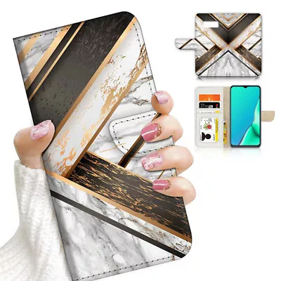 ( For Samsung S7 ) Wallet Flip Case Cover PB23643 Black White Marble • $12.99